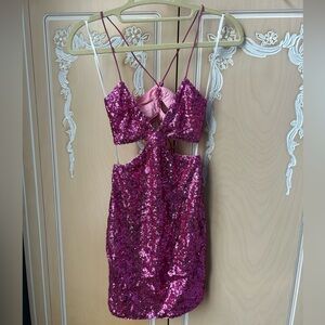 Hello Molly Pink Sequin Mini Dress